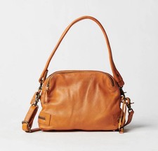 Bolso Bandolera de Cuero Grano Completo Tostado para Mujer Bolso de Hombro Multi Bolsillo