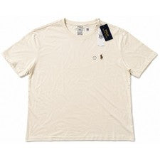 Camiseta Polo Ralph Lauren Calce Clásico Para Hombre L Crema/Blanco Logo Poni Nueva Con Etiquetas