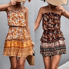 Hermoso vestido informal boho floral estampado tendencia moda para mujer venta caliente
