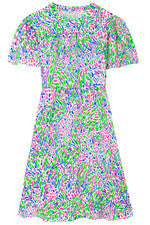Vestido para mujer - Vestido estampado flamenco verde azul neón - Pequeño - Vestido midi