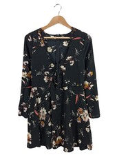 Boohoo Sommerkleid Damen Cut-Out Blumenmuster Spitze Schwarz Gr. 40