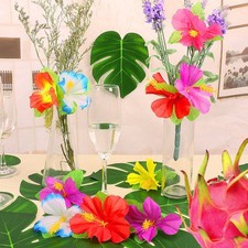 32 Piezas Hoja Artificial Hogar Accesorios Decorativos Flores Hibisco