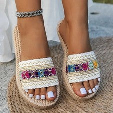 Mujer Deslizables Zapatillas Deslizables Planas Playa Verano Damas Mules Exterior Sandalias