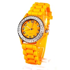 Eaxus Reloj de Cuarzo para Mujer Analógico Correa Silicona Naranja