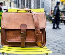 Nuevo bolso bandolera bandolera de cuero genuino hecho a mano marrón vintage