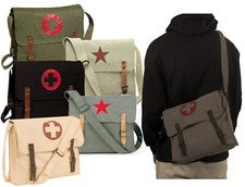 Bolsos mensajeros de lona vintage - elegantes bolsos de hombro médicos con correas de cuero