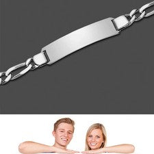 Pulsera Partner Mujer Mujer Figaro con Nombre Fecha Grabado 19 cm Plata Real 925