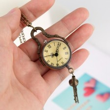 Reloj Bolsillo Retro Cuarzo Steampunk Negro/Bronce Esfera Bola Collar Cadena Regalos