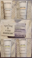 Lote de espuma de lavado de cabello, crema hidratante, crema enjuague más 2 barras de champú Spring Vine