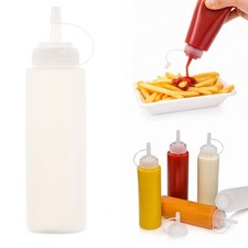 Juego de botellas vacías de 240 ml con escala de botellas de aplastamiento para ketchup y salsas