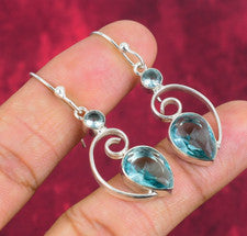 Pendientes delicados de plata de ley 925 hechos a mano con piedras preciosas de apatita aguamarina joyas regalos