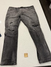 Pantalones de mezclilla negros desgastados Smoke Rise para hombre 42x32 ropa de calle moto ropa de calle urbana