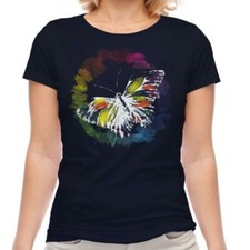 Mariposa Acuarela Moda Mujer Camiseta Estampada Bonito Precioso Feminine