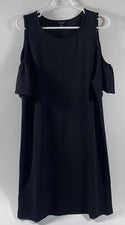 Nuevo con etiquetas Vestido Vaina Ann Taylor Hombro Frío Negro Cápsula Minimalista Para Mujer’s L NUEVO