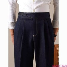 Pantalón recto para hombre Gurkha pantalón de negocios estilo británico pantalones Nápoles cintura alta