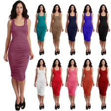 Vestido midi acanalado lateral sin mangas NE PEOPLE para mujer hecho en EE. UU. [NEWDR91]