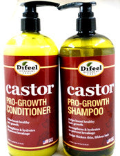 Difeel Pro-Growth con aceite de ricino conjunto de champú y acondicionador para el cuidado del cabello 33,8 oz ea