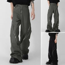 Hombres Moda Punk Pantalones Carga Cremalleras Pantalones Informales Sueltos Góticos Pierna Ancha Pantalones