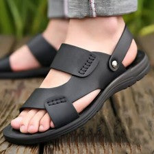 Sandalias de cuero de microfibra para hombre Zapatos de playa informales de verano Zapatillas para el hogar