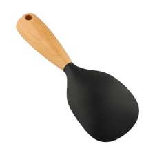 Cuchara de arroz antideslizante de silicona con mango de madera para soporte sin soporte