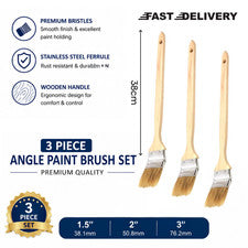 Juego de 3 cepillos de pintura en ángulo de mango largo para radiador pared techo decoración cepillos