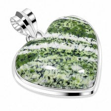 Colgante de joyería de piedras preciosas corazón plata esterlina 925 ópalo suizo verde 1,6" FP 3254