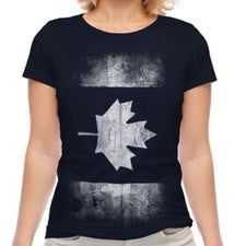 Canadá Descolorido Bandera Moda Mujer Camiseta Estampada Arce Hoja Rodado Manga
