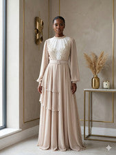 Max Vestido Mujer Moda Blanco, Gris y Beige