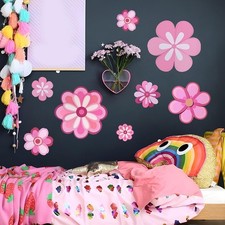 Pack de 8 pegatinas de pared expresivas con flores para decoración del hogar de moda