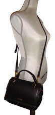 CALVIN KLEIN Mujer Bolso de Mano con Solapa Cartera Bolso de Hombro Cuero Negro Dorado