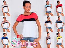 Camiseta informal multicolor para mujer cuello de barco manga corta tallas 8-18 8112