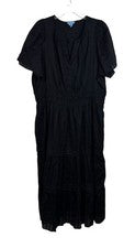 Vestido Draper James para mujer Hollie Midi 2XL Belle Meade negro pulóver bolsillos