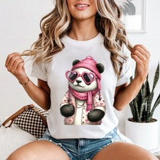 Camiseta de sol Panda Bear Heart de moda para mujer