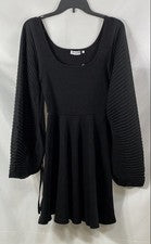 Vestido para mujer Opening Ceremony negro plisado calce y acampanado manga larga talla S nuevo con etiquetas