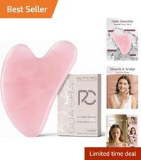 Gua Sha de cuarzo rosa suave para cuidado facial - reduce la hinchazón y mejora la belleza