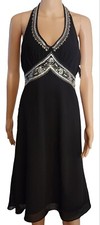 S.L. VESTIDO DE FIESTA HALTER BOHEMIO ADORNADO NEGRO DE MODA PARA MUJER 6