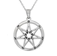 Colgante estrella de siete puntos Wicca hada astrológica septagrama de plata de ley 20"