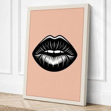Impresión en lienzo minimalista de labios brillantes arte de pared decoración del hogar listo para colgar