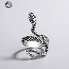 Anillo Serpiente Cuerda Plata Esterlina 925 - Apertura Dominadora Plata Tailandesa Retro