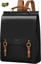 Mochila de cuero para mujer cartera vintage viaje universidad escuela bolso grande negro