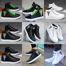 Zapatillas deportivas informales y con cordones de cuero de caña alta para hombre