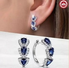 🌟Pendientes mujer criollos plata de ley 925 con Syn. azul Verso de zafiros💙🌟