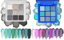 Paleta de sombras de ojos 9 colores VIBES azul verde púrpura ahumado