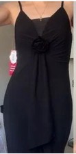Maxi vestido de noche negro para mujer A.U.W con detalle de flores correas talla M nuevo sin etiquetas