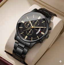 Reloj Pulsera Hombre Impermeable Acero Inoxidable Cuarzo Luminoso Clásico Negocios