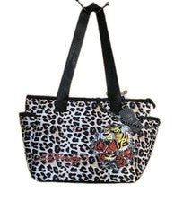 Lindo bolso de mano Ed Hardy con estampado de leopardo de tigre estilo Y2K aislado para mujer