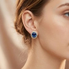 Elegantes pendientes hechos a mano de plata de ley 925 de 19,05 quilates con zafiro azul real regalos