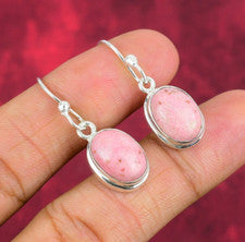 Pendientes de plata maciza 925 hechos a mano con piedras preciosas de tulita rosa joyas regalos por amor