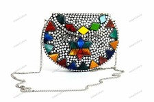 Mujer Meenakari Stone Moda Bolso de Mano Bolso sin asas Bolso Bandolera Mediano