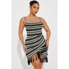 Nuevo con etiquetas Moda Nova Negro Bali Miami Crochet Sin Mangas Mini Vestido Para Mujer Talla XL